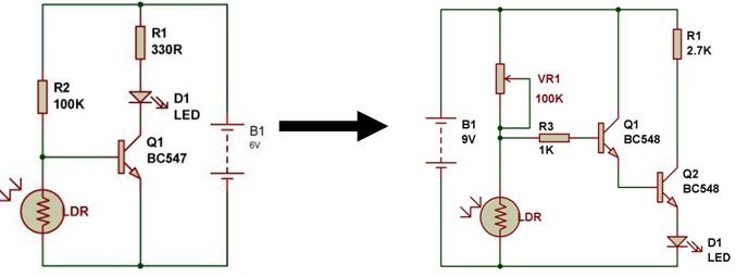 AM receiver from dark sensor | BuildCircuit - Electronics motion detector light wiring diagram 