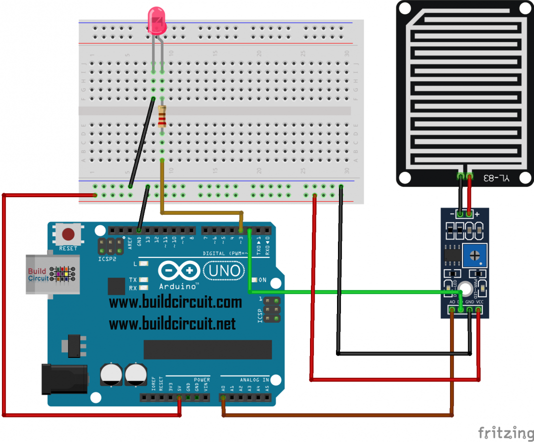 Arduino Project 14-Arduino Rain Sensor – BuildCircuit.COM